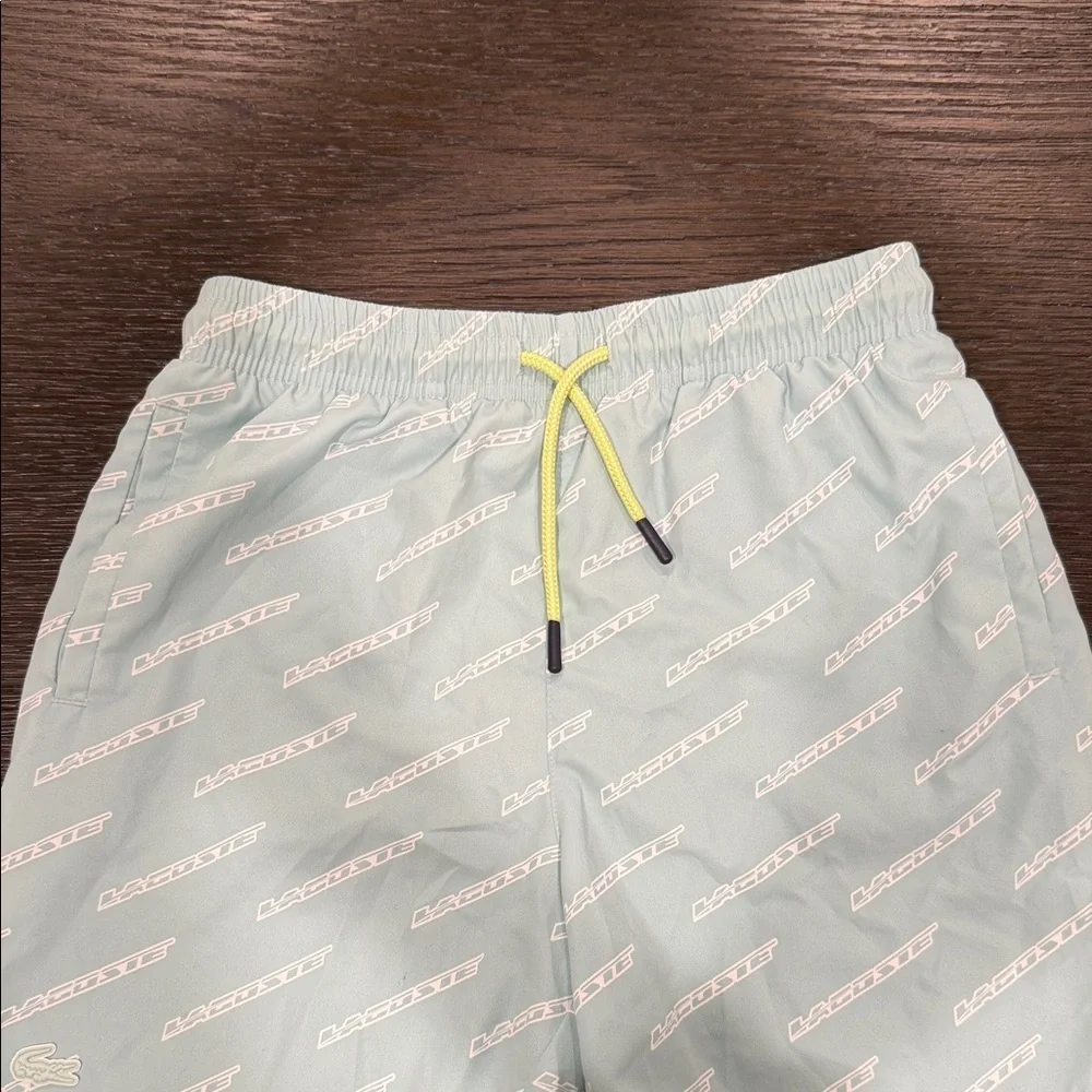 Lacoste Men's Aqua Swim Trunks with Logo Pattern